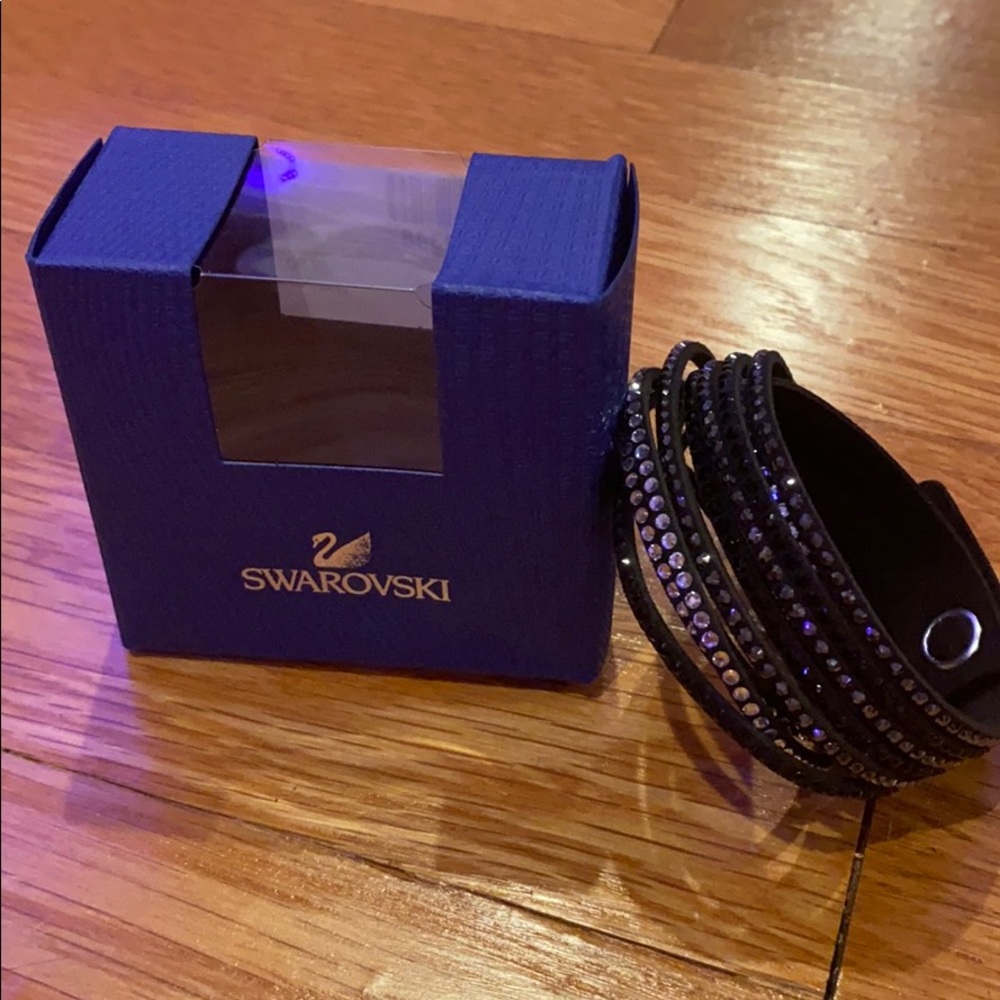 Black Swarovski Crystal Wrap Bracelet